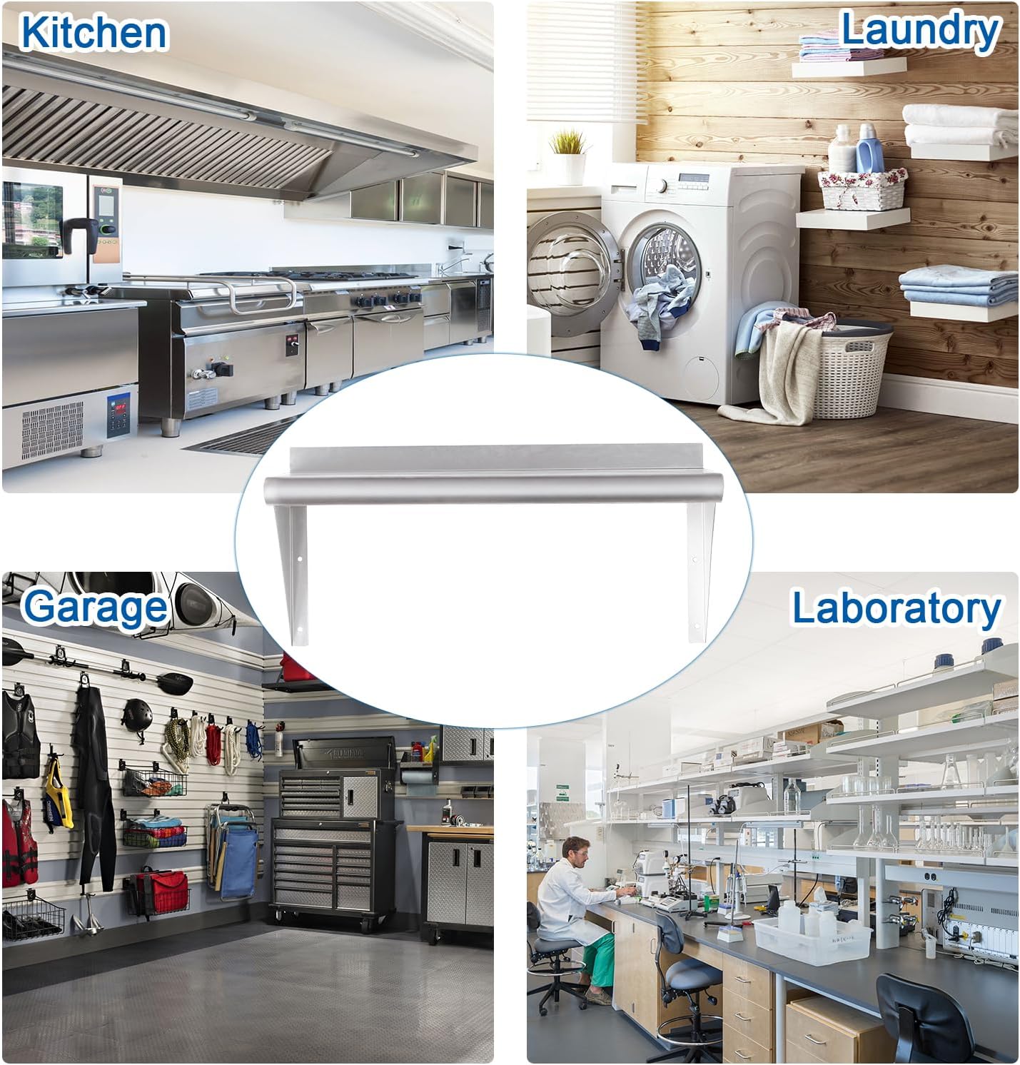 HARDURA Stainless Steel Shelf 12" x 36", 230lb Commercial Shelves Wall Mount Metal Shelving with