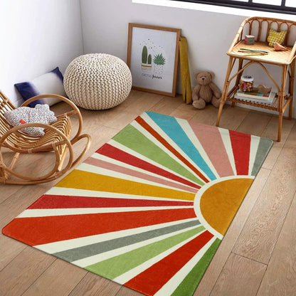 STARUIA Boho Washable Rug 3'x5' Kids Area Rug for Playroom, Colorful Kids Rugs for Bedroom