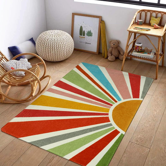 STARUIA Boho Washable Rug 3'x5' Kids Area Rug for Playroom, Colorful Kids Rugs for Bedroom