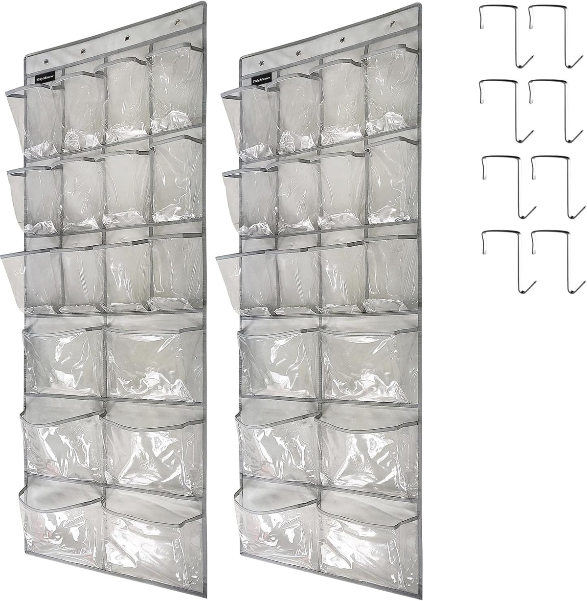 2 Pack Extra Large Hanging Crystal Clear Over Door Shoe Organizers, Closet Shoe Rack Organizer