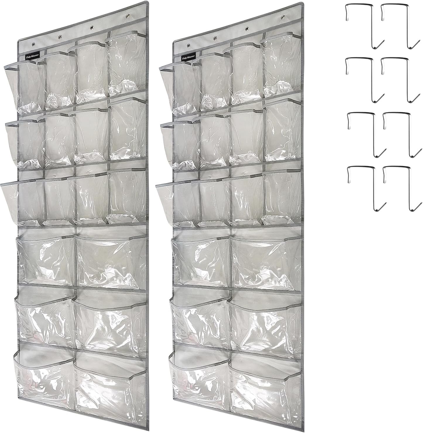 2 Pack Extra Large Hanging Crystal Clear Over Door Shoe Organizers, Closet Shoe Rack Organizer