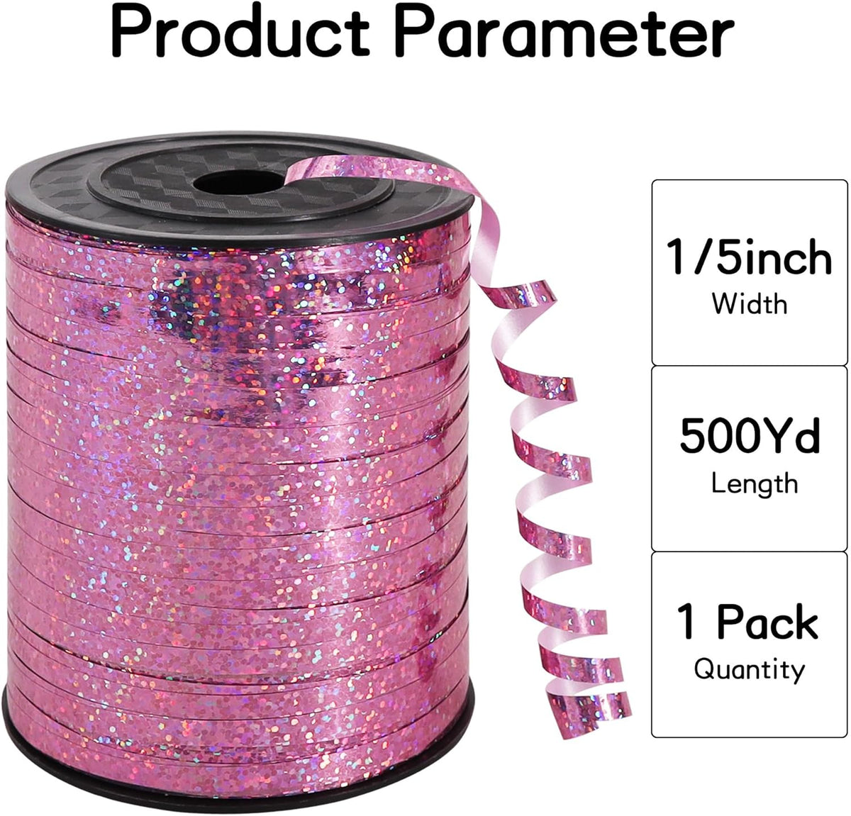 BEISHIDA 500 Yards Pink Ribbon Crimped Curling, Balloon String Shiny Metallic Roll for Gift
