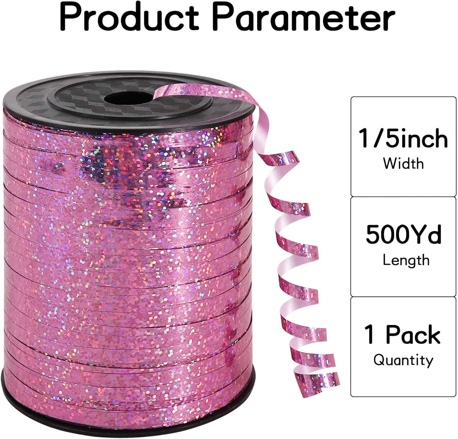 BEISHIDA 500 Yards Pink Ribbon Crimped Curling, Balloon String Shiny Metallic Roll for Gift