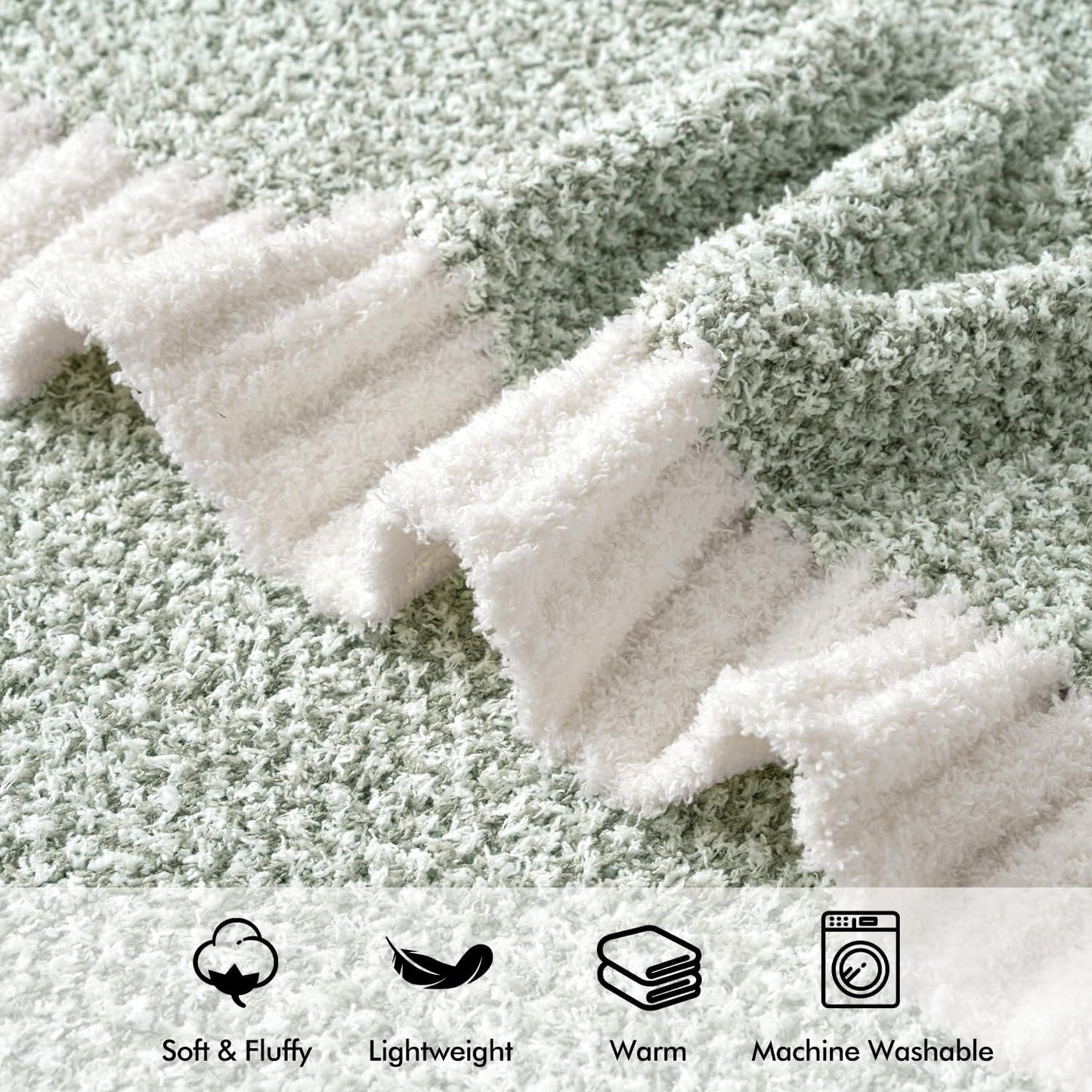 MIULEE Sage Green Super Soft Throw Blanket for Couch, Cozy Fluffy Warm Throws Knit Blankets for