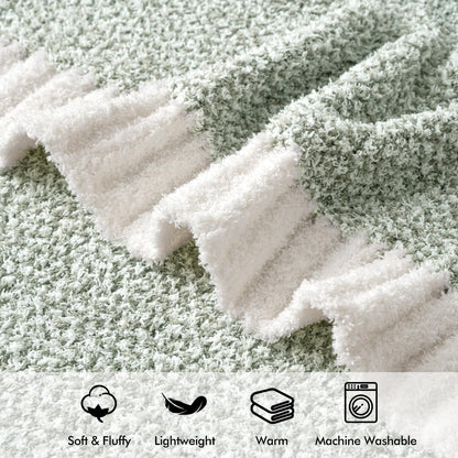 MIULEE Sage Green Super Soft Throw Blanket for Couch, Cozy Fluffy Warm Throws Knit Blankets for