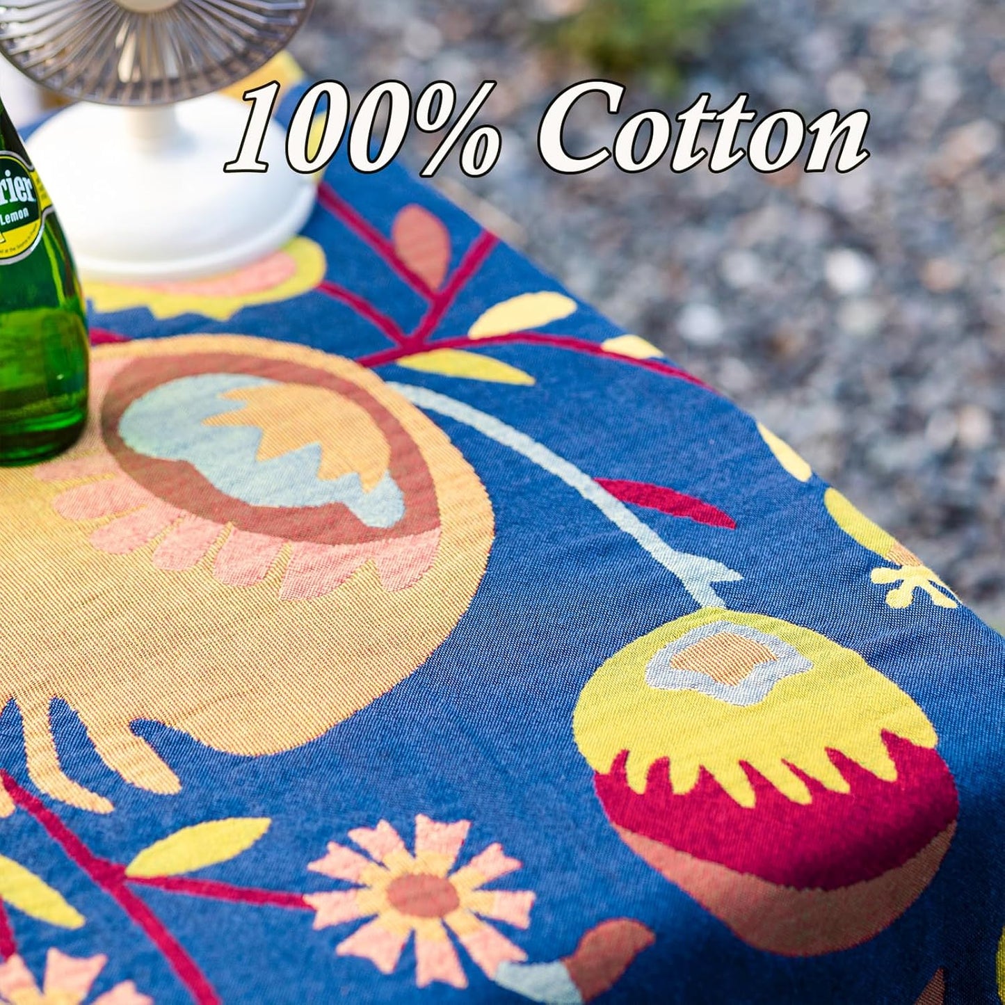 Snycler Boho Throw Blanket for Bed, 100% Organic Cotton Muslin Soft Throw-Blue Boho Floral