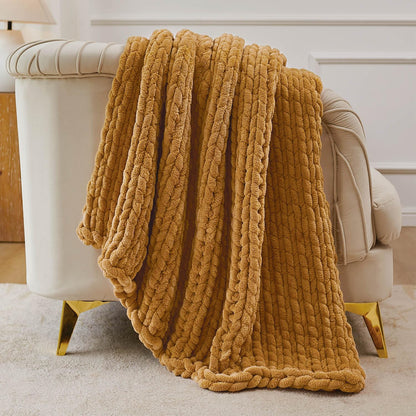 Esterra Chunky Knit Throw Blanket Newly Upgraded Heavy Tighter Version, Handmade Chenille Throw