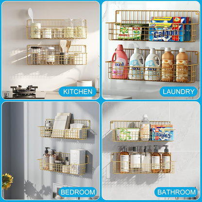 Spice Rack, 4-Pack Seasoning Organizer Wall Mounted for Kitchen Storage Organization, Metal Spice
