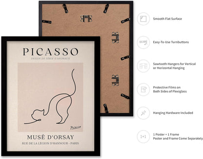Poster Master Vintage Poster - Retro One Line Cat Drawing Print - Cat Art - Minimal Gift for Men