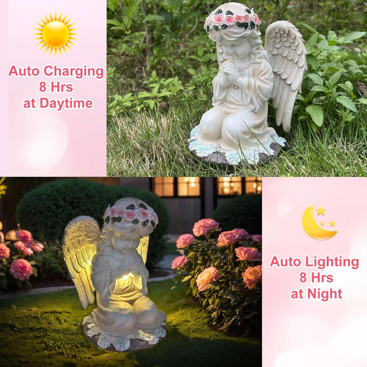 YODY Solar Garden Statues Outdoor Decor- Yard Decorations for Patio, Balcony, Backyard, Lawn