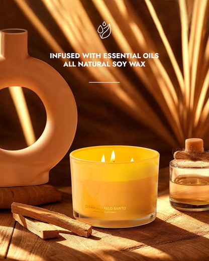 96NORTH Luxury Palo Santo Candle | Large 3 Wick Jar Candle | Up to 50 Hours Burning Time | 100%