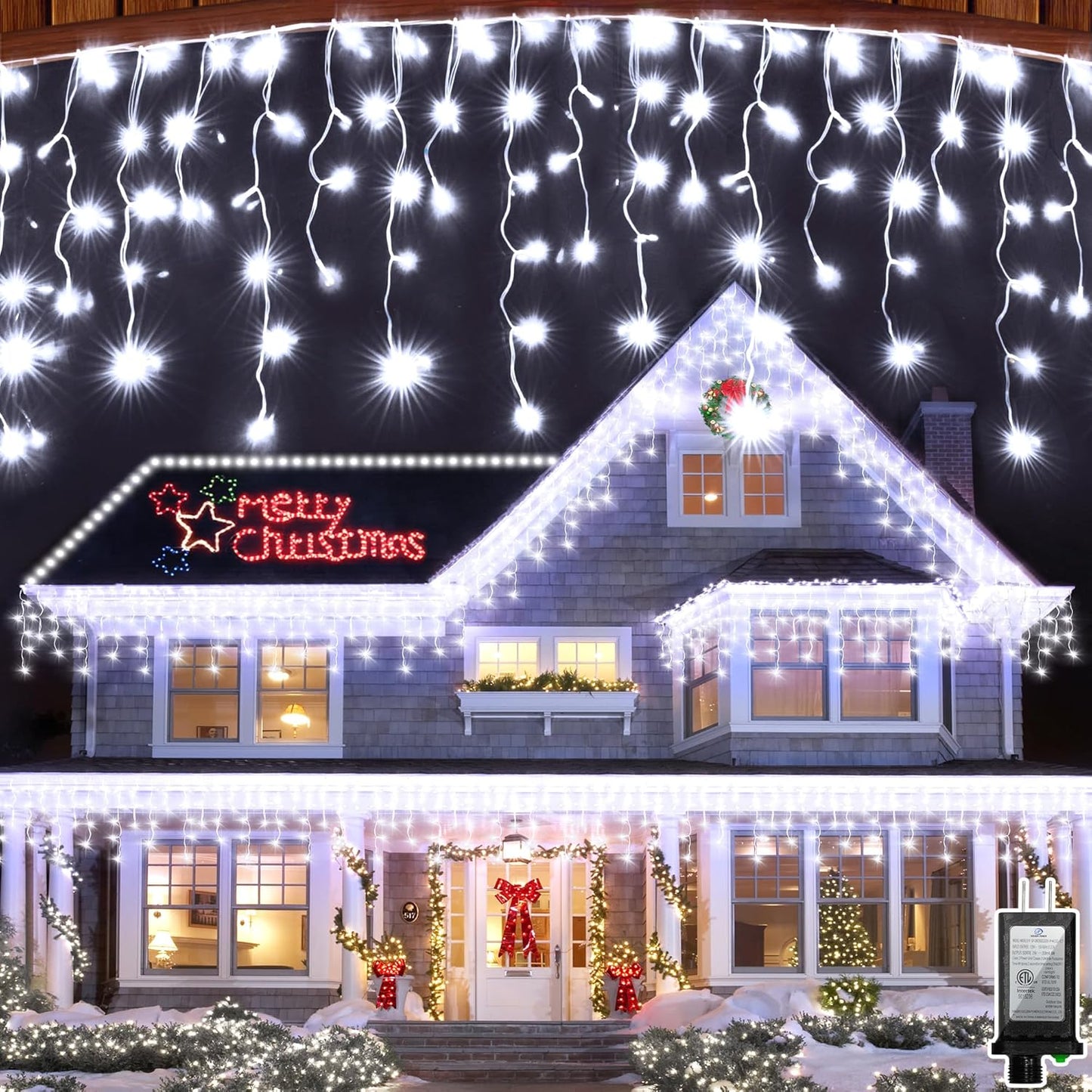 792 LED Christma Lights with 176 Drops, 82ft Outdoor Hanging lights with 8 Modes & Timer Memory