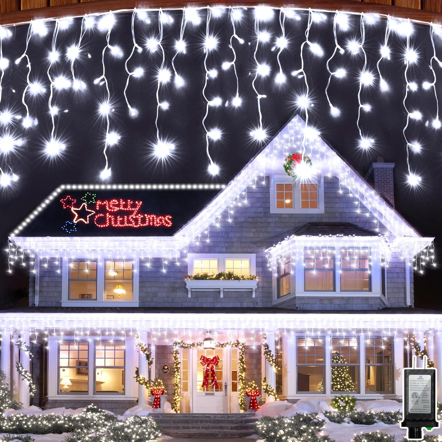 792 LED Christma Lights with 176 Drops, 82ft Outdoor Hanging lights with 8 Modes & Timer Memory