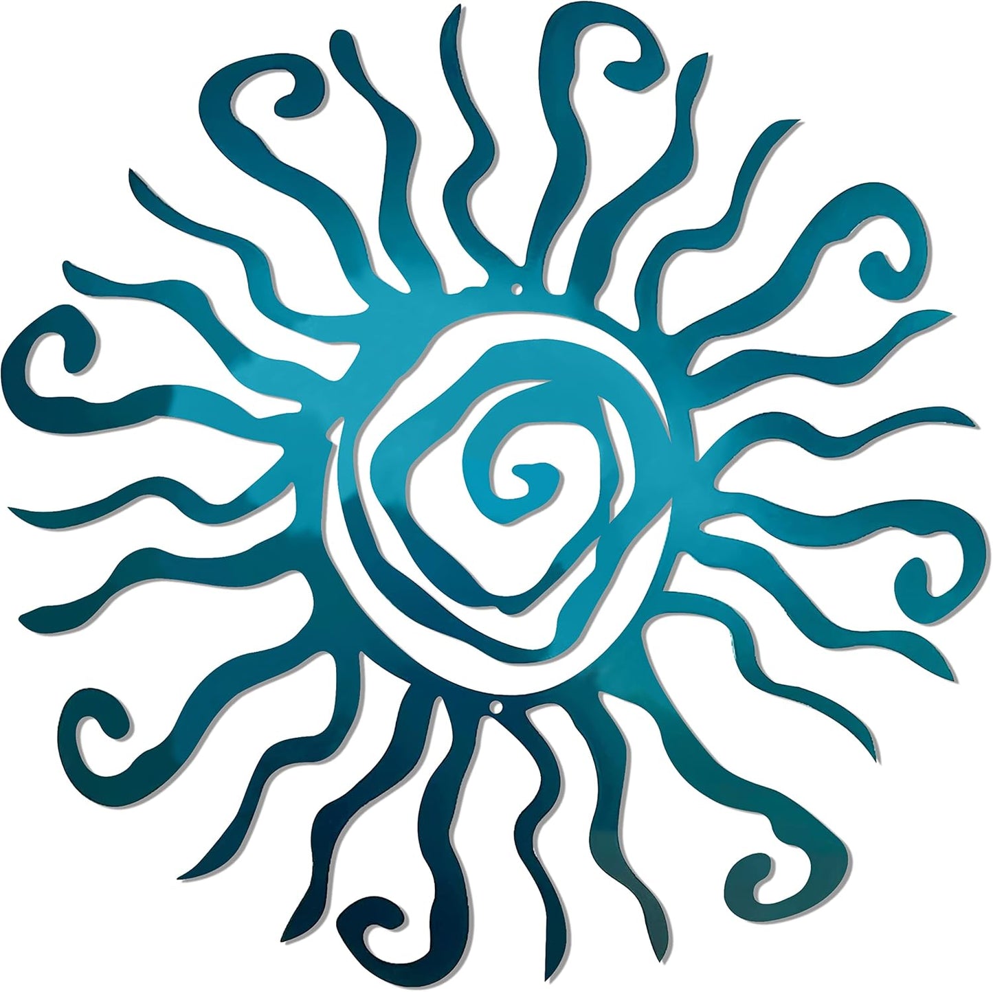 Wacky Sun Metal Wall Art Indoor/Outdoor Decor - 18" Teal Rust Proof Wall Sculpture - Made in USA