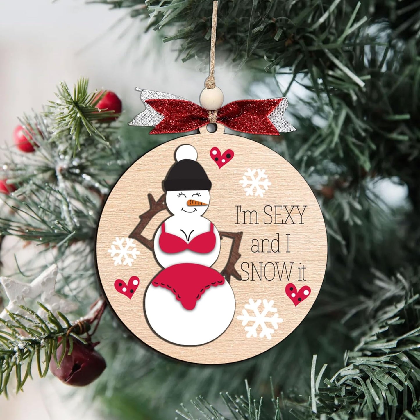 Funny Holiday Ornament 2025 – Wooden Christmas Tree Decoration for Adults - Exchange Funny