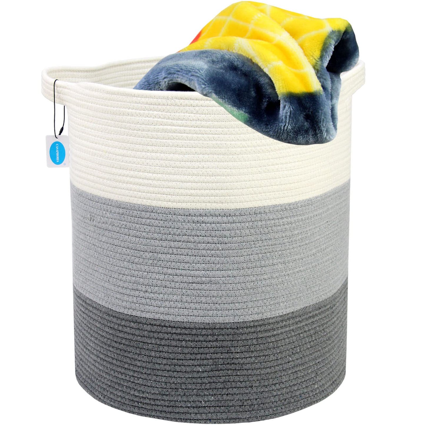 Casaphoria Cotton Rope Storage Basket for Organizing,Round Blanket Basket Living Room,Woven Laundry