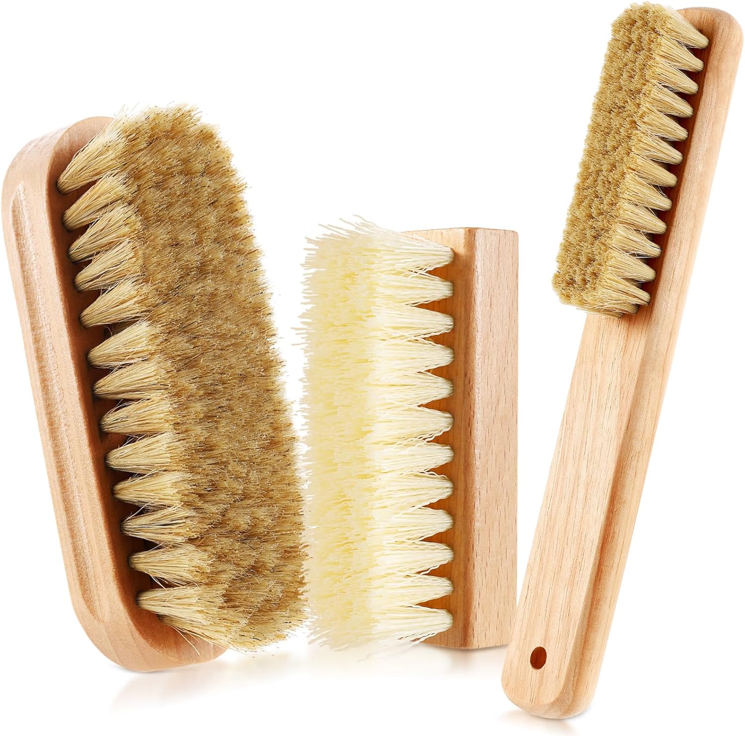 3 Pcs Wood Laundry Stain Brush Stain Remover Brushes with Boar Bristle Small Stain Brush for