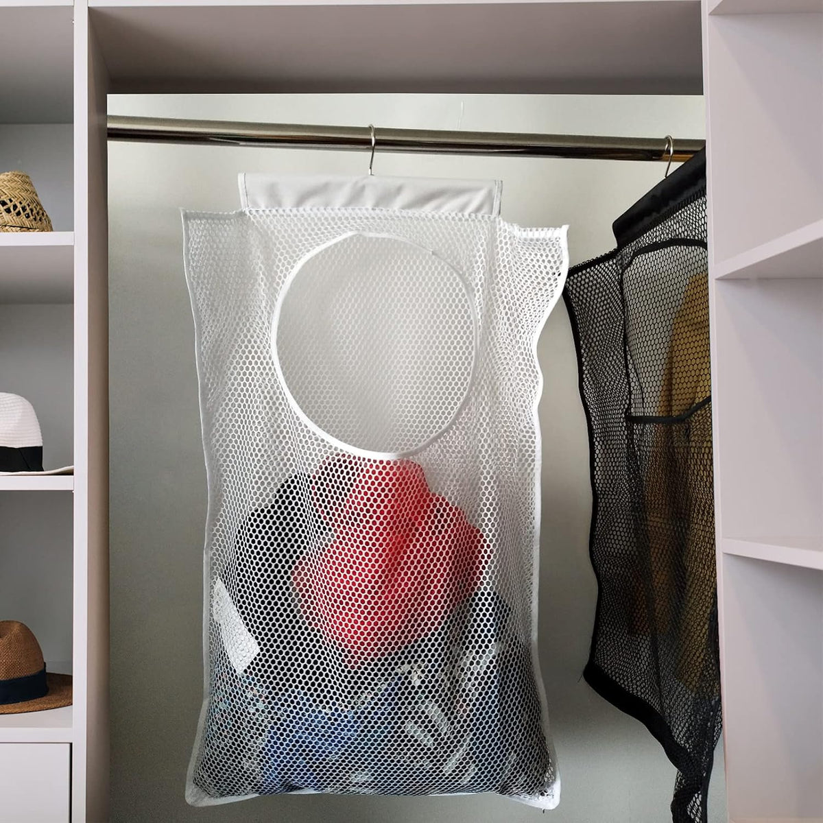 Hanging Mesh Laundry Hamper (30in*20in*2in) Large Dirty Clothes Bag, Can Be Used Behind The Door &