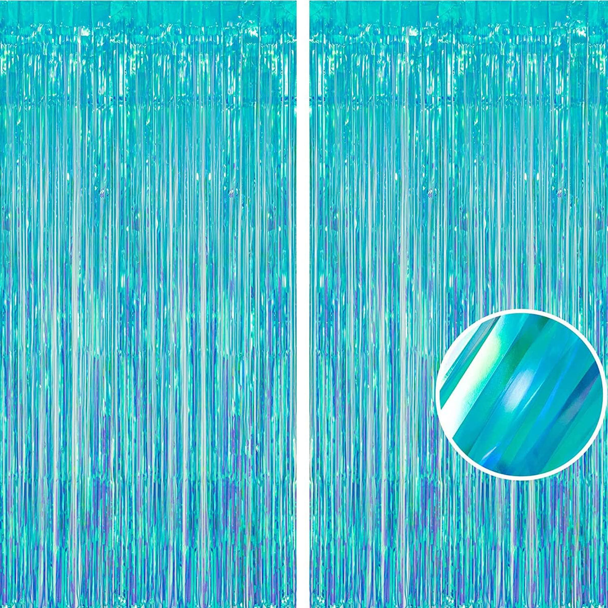 BRAVESHINE Party Decorations Iridescent Foil Fringe Backdrop - 2 Packs 3.2 x 6.5 ft Holographic