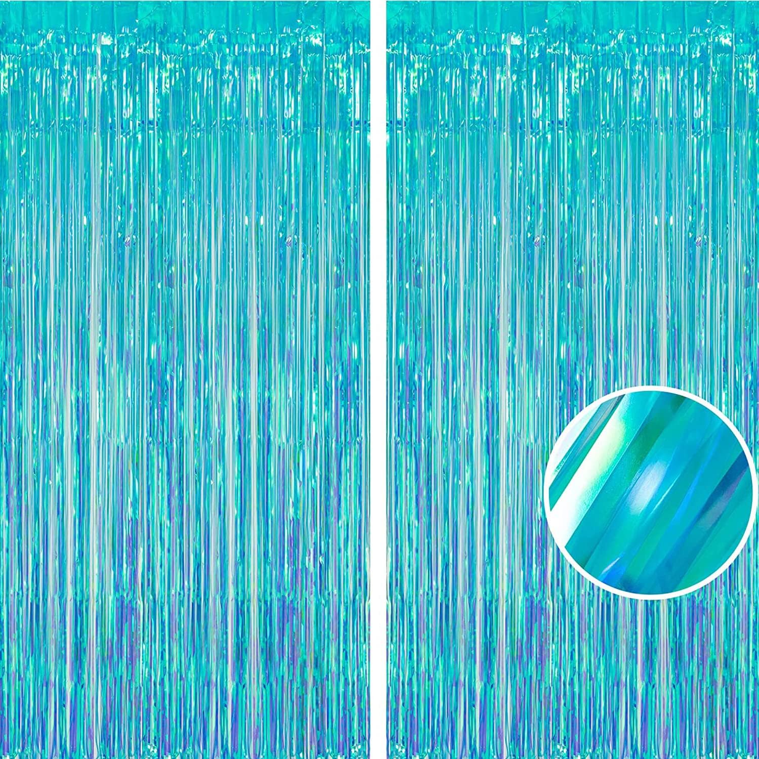 BRAVESHINE Party Decorations Iridescent Foil Fringe Backdrop - 2 Packs 3.2 x 6.5 ft Holographic
