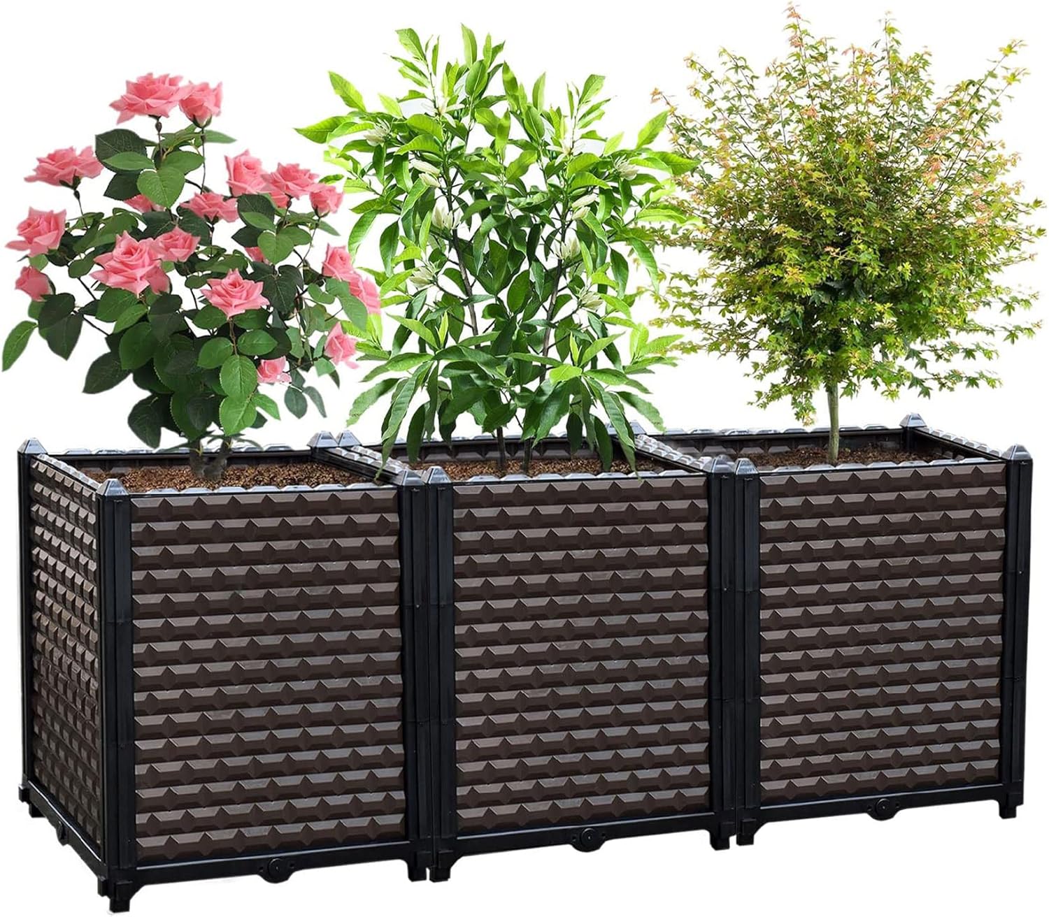 Large Planters for Outdoor Plants - Deepened 20" H, Raised Beds for Gardening Self Watering