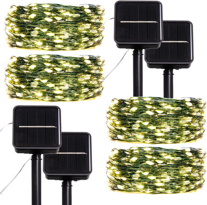 Solar String Lights for Outside,33FT 100LEDs (4 Pack) Solar Fairy Lights,Waterproof 8 Modes Outdoor