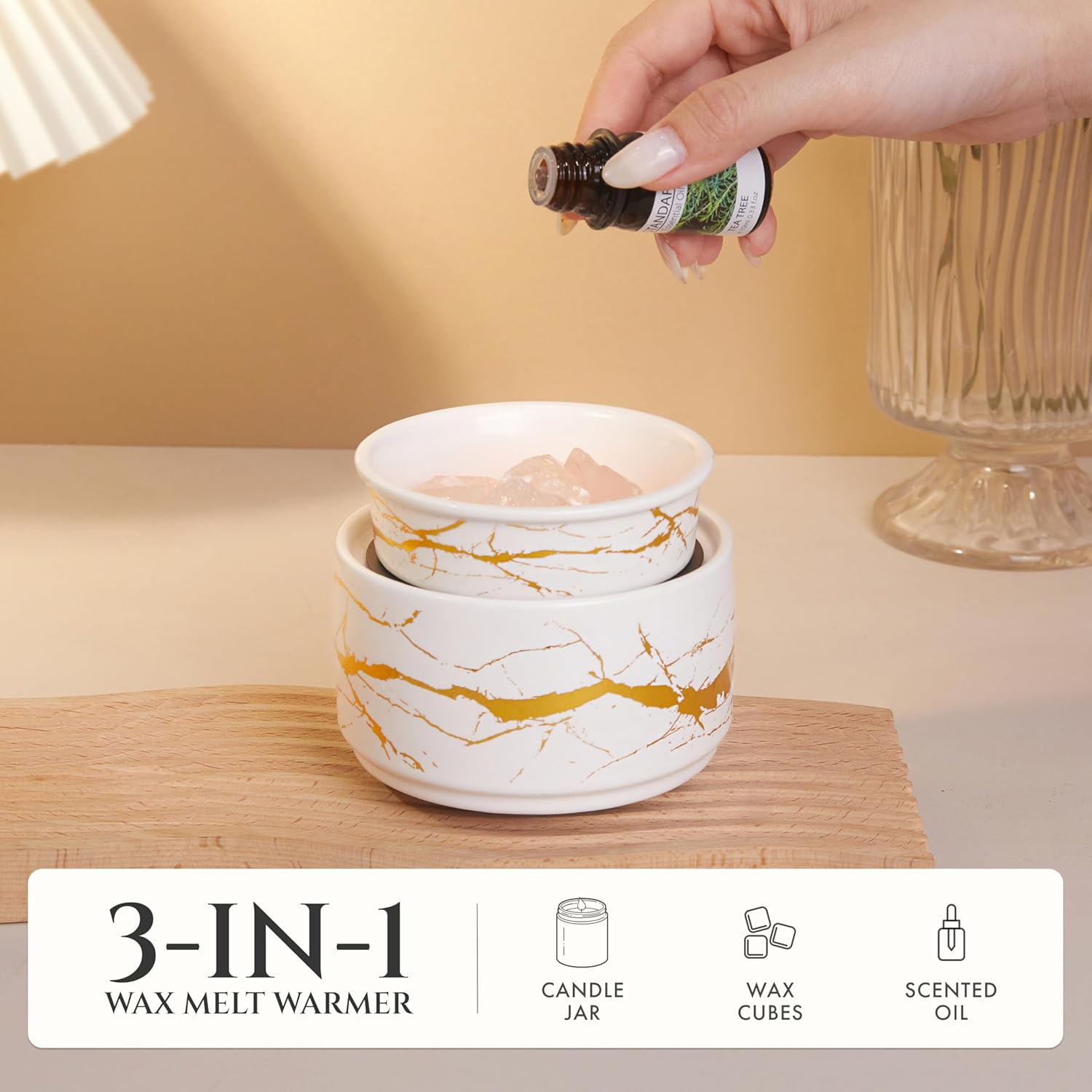 PALANCHY Wax Melt Warmer Ceramic 3-in-1 Oil Burner Electric Candle Wax Warmer Burner Melter