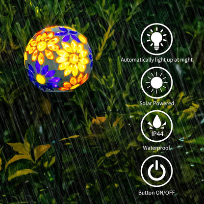 VCUTEKA Solar Garden Lights, Mosaic Solar Lights Outdoor Decor Pathway Light Waterpoof LED Stake