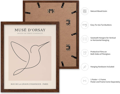Poster Master Vintage Poster - Retro One Line Hummingbird Drawing Print - Bird Line Art - Minimal