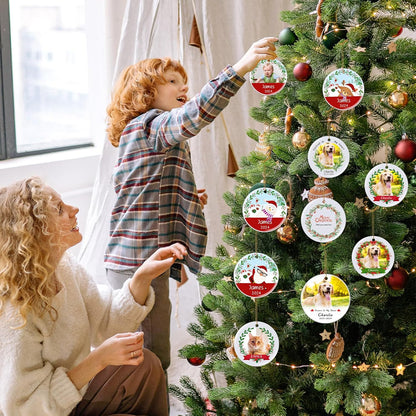 Personalized Christmas Ornaments 2025, Double-Side Custom Christmas Ornament, Round Ceramic Photo