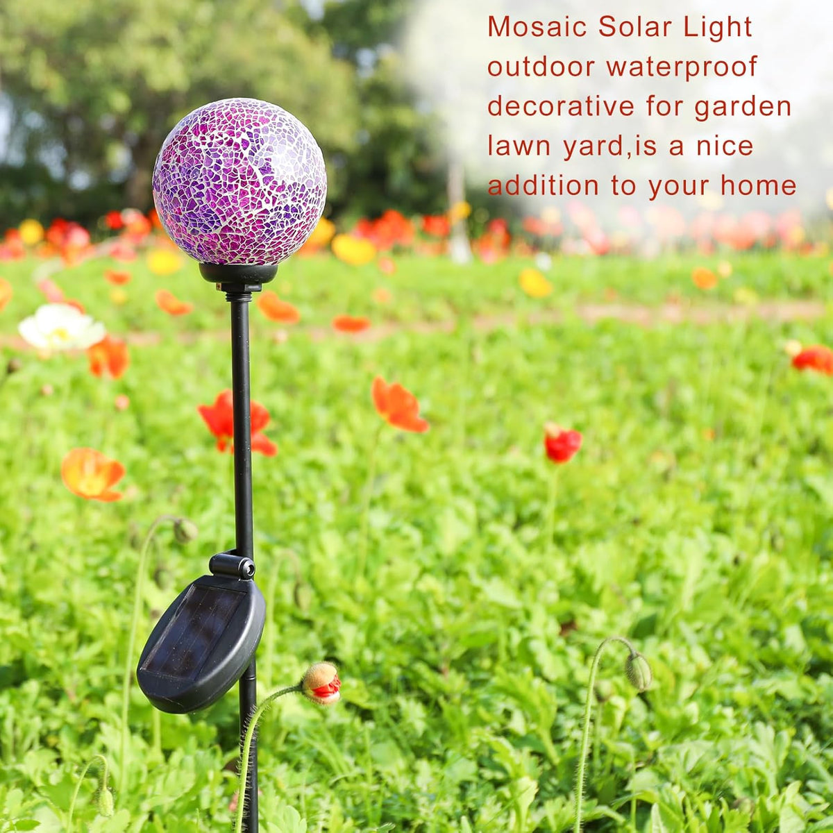 VCUTEKA Solar Garden Lights - Mosaic Solar Lights Outdoor Decor Pathway Light Waterpoof LED Stake