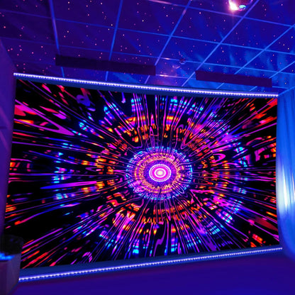 PSYHILAR Blacklight Mandala Tapestry for Bedroom, Psychedelic Black Light Posters for Adults and