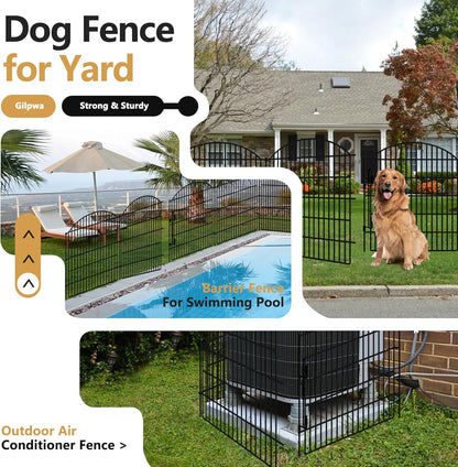 10 Panels Decorative Garden Fence with Lock, 48in (H) x 24ft (L) No Dig Dog Animal Barrier for