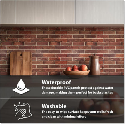 CONCORD WALLCOVERINGS ™ Sample for Display Purpose only Retro-Art 3D Wall Panel, Faux Brick in Red