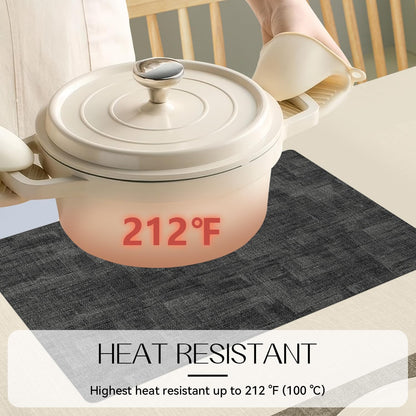 Romanstile Reversible Vinyl Placemats Set of 6, Faux Leather 100% Waterproof Oil-Proof Wipeable