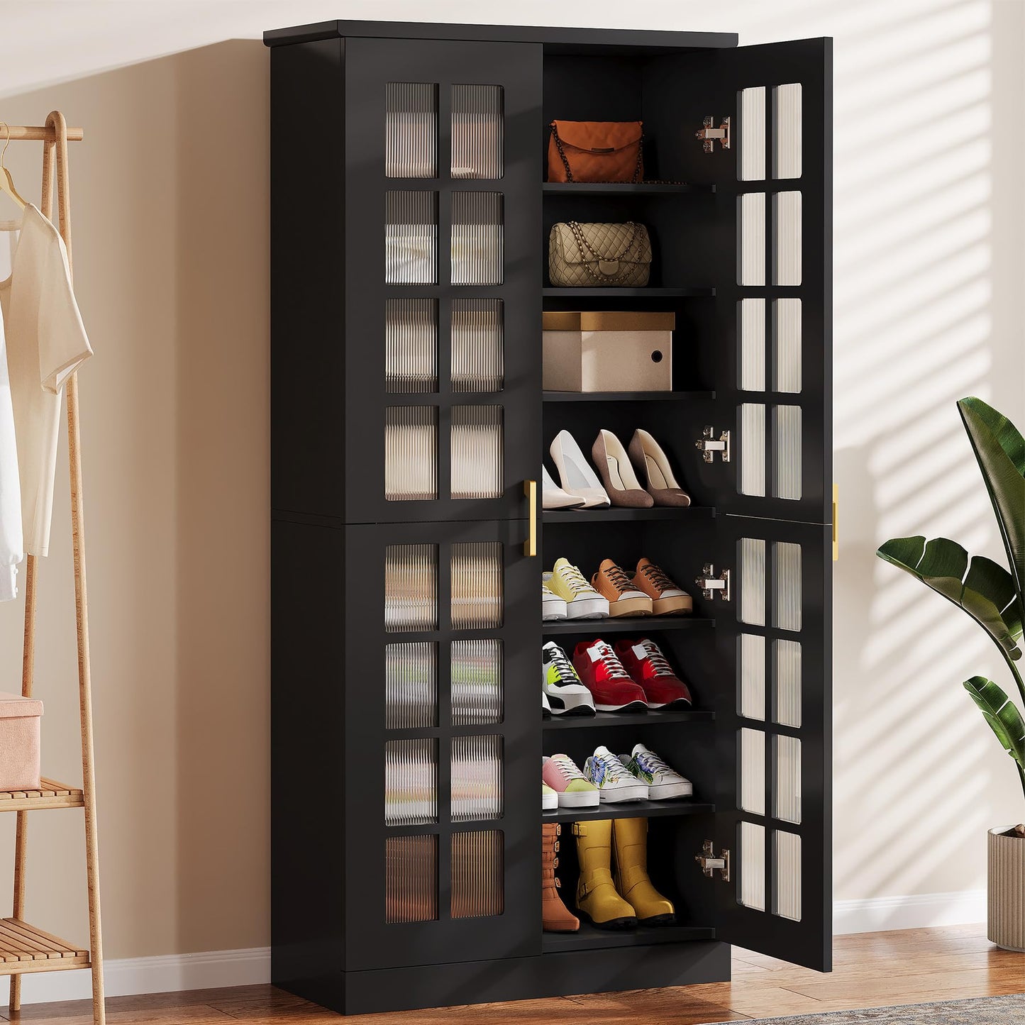 Tribesigns Tall Shoe Cabinet with Doors, 8-Tier Modern Shoe Storage Cabinet