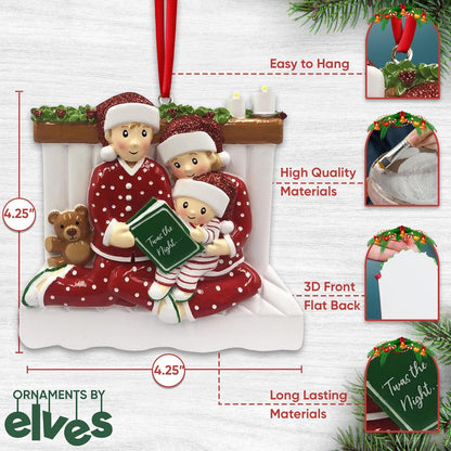 Fireplace Family of 3 Christmas Ornament 2025 Personalized Family Christmas Ornaments 2025 |