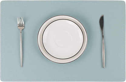 Faux Leather Placemats, PU Table Mats, Set of 4, Waterproof, Stain Resistant, Heat Resistant