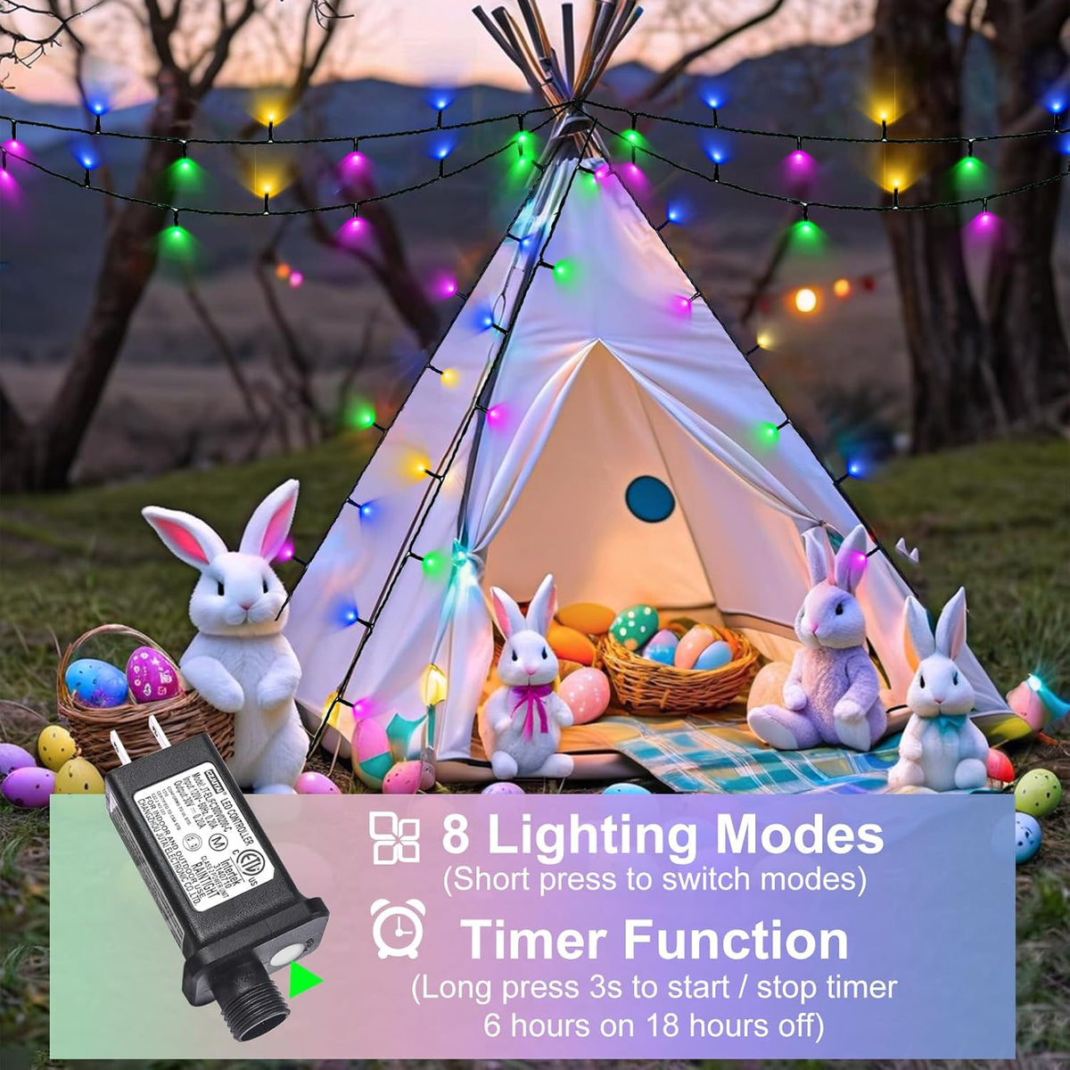 Christmas Lights Outdoor, 66FT 200 LED Christmas Tree Lights with 8 Modes Waterproof, Connectable