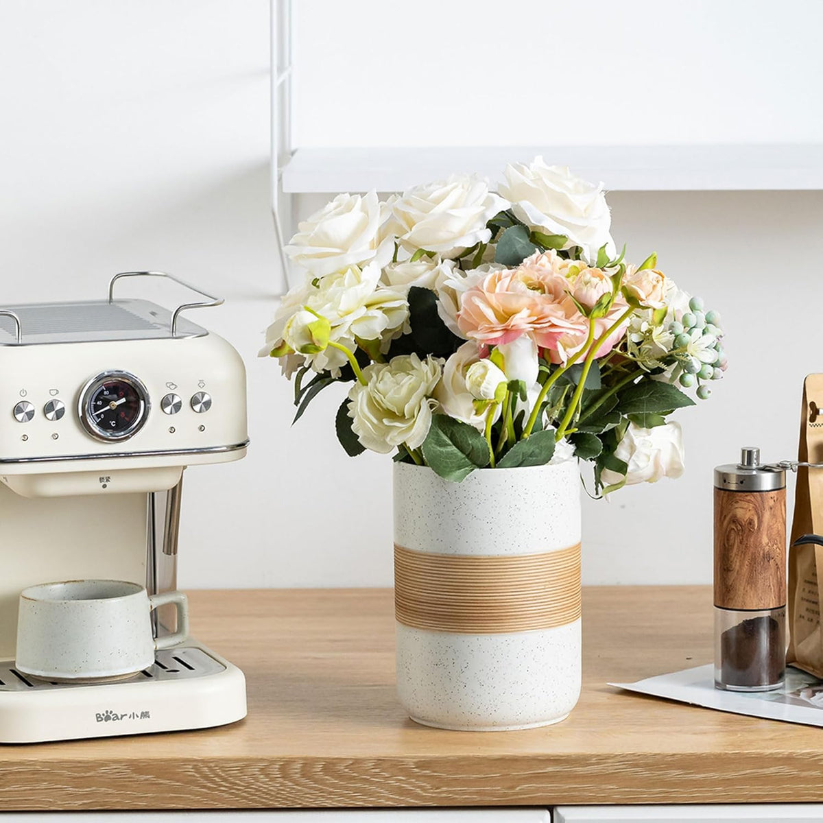 Large Storage Containers with Lids, Ceramic Coffee Container Kitchen Food Storage Jars for Spice