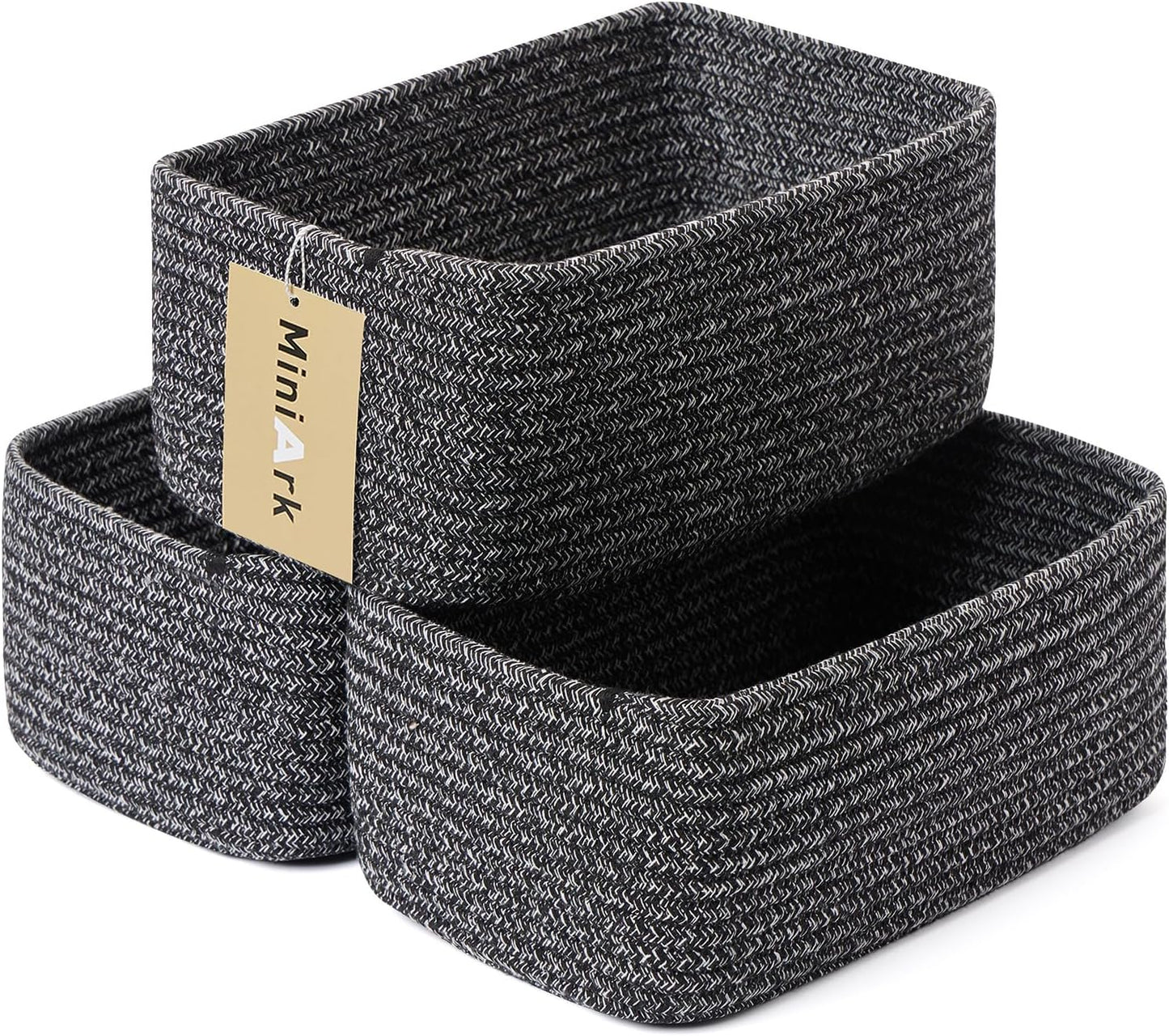 Small Storage Baskets for Organizing | Closet Organizer Bins | Shelf Toy Basket | Woven Rope