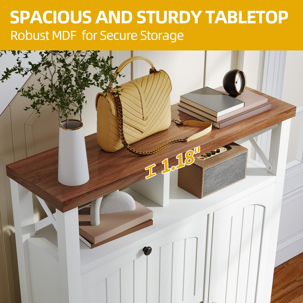 DWVO Set of 2 Shoe Cabinets with 2 Flip Drawers, Farmhouse Shoe Rack w/3-Tier Cabinet, Adjustable