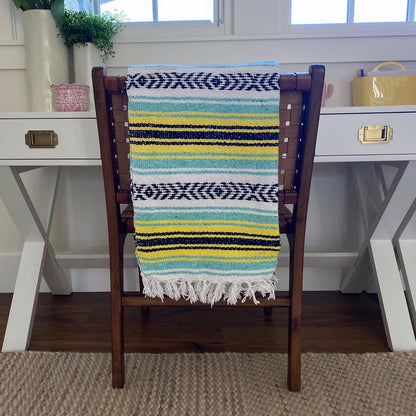 Del Mex Classic Mexican Blanket, Large Authentic Woven Falsa Throw (70"x50"), Artisan Southwest
