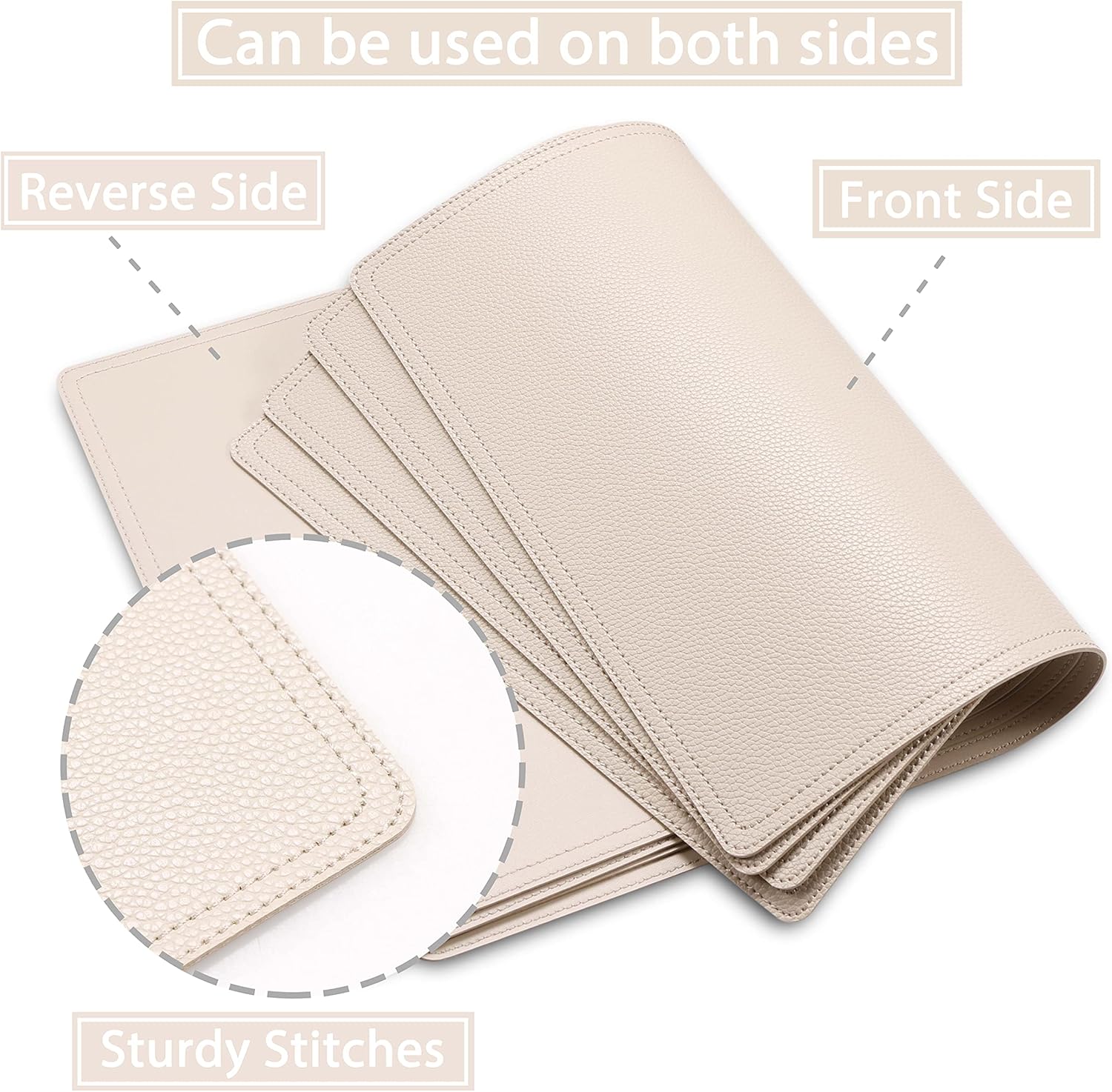 Set of 8 Faux Leather Placemats, PU Table Mats, Waterproof, Stain Resistant, Heat Resistant