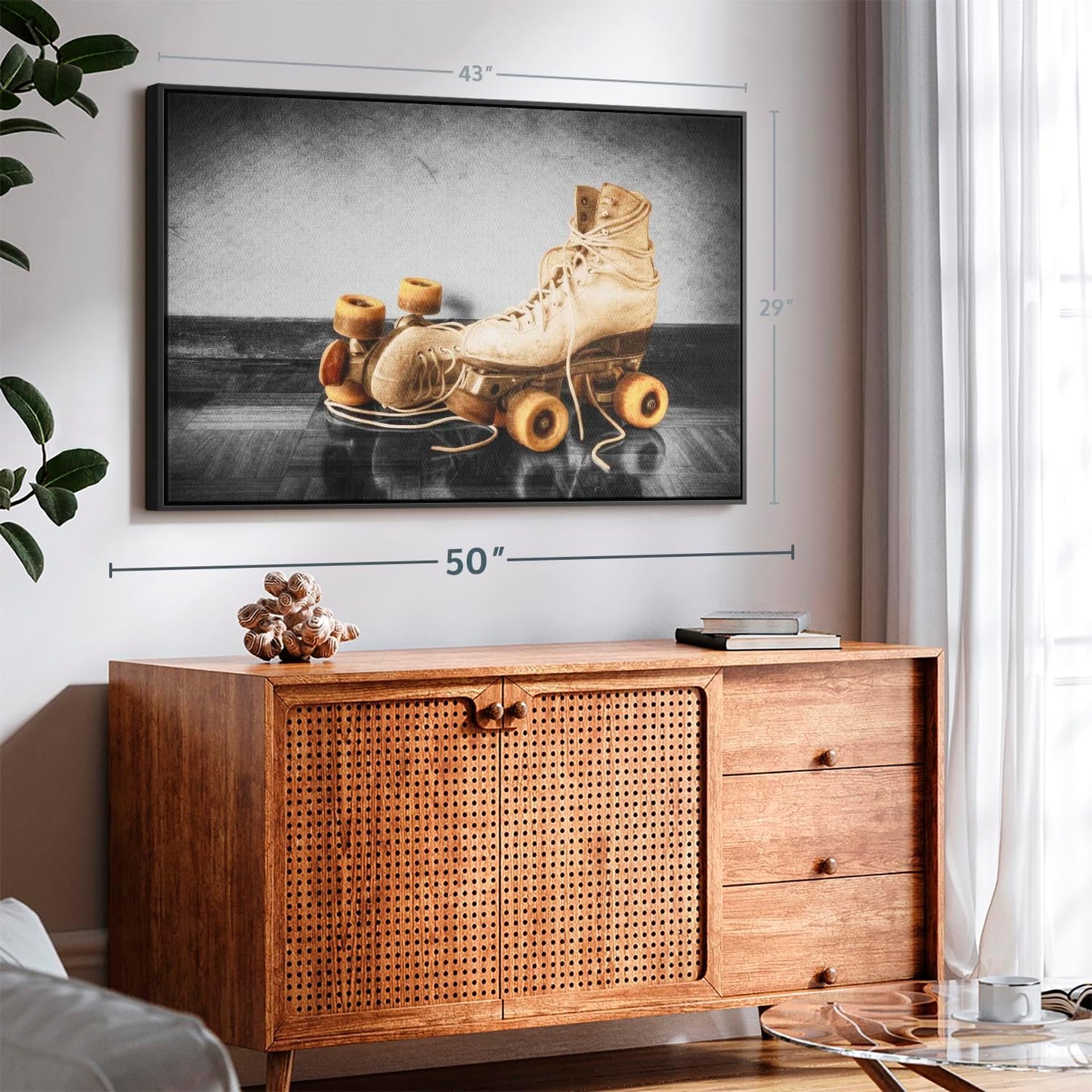 ElephantStock Vintage Skates Pop Wall Art - Horizontal Framed Canvas - 1-Piece Living Room Wall
