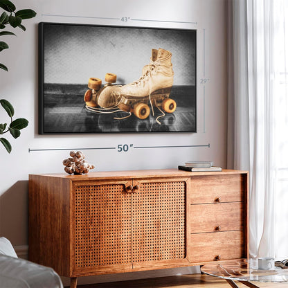 ElephantStock Vintage Skates Pop Wall Art - Horizontal Framed Canvas - 1-Piece Living Room Wall