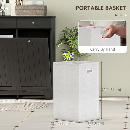 HOMCOM Laundry Hamper Cabinet with 2 Removable Baskets, Tilt Out Laundry Hamper Cabinet with 2