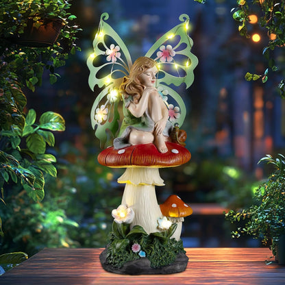 Solar Fairy Garden Decor Flower Fairies Mushroom Figurines with Snail Decor Gifts for Women Mom