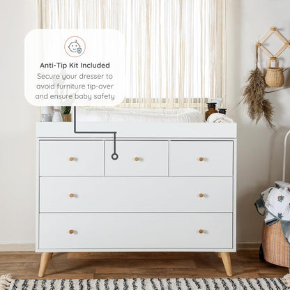 dadada Austin 5-Drawer Dresser for Nursery and Bedroom - Modern Design, Large Storage, Baby-Safe