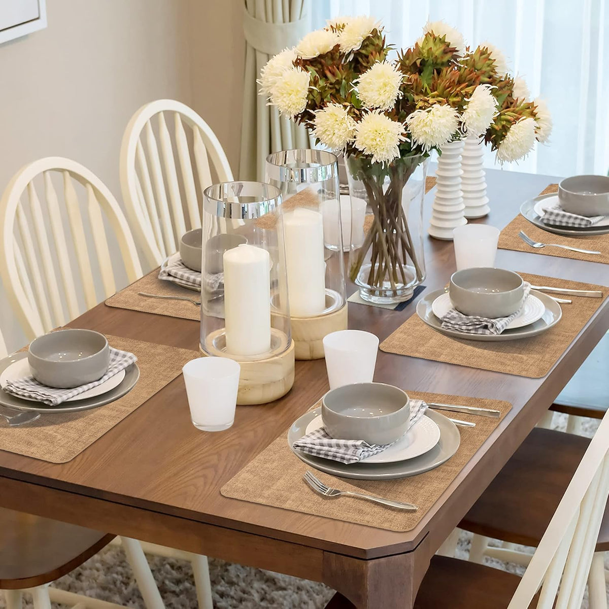 Maxpearl Faux Leather Placemats Set of 6 - Waterproof - Wipe Clean - Heat Resistant - Anti Slip